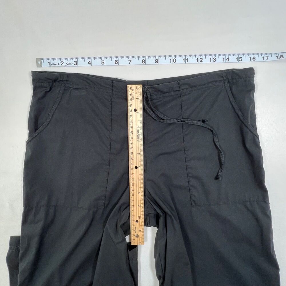 Be Present Medium Black Yoga Crop Pants Drawstring Lotus Embroidered Activewear View 5